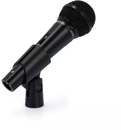 WOODBRASS MM5S - Microphone Dynamique Cardioide - Micro XLR Parfait pour la Sonorisation du Chant, Voix, Chorale et Instruments sur Scène Live ou Studio + Malette, Pince et Réducteur pour Pied