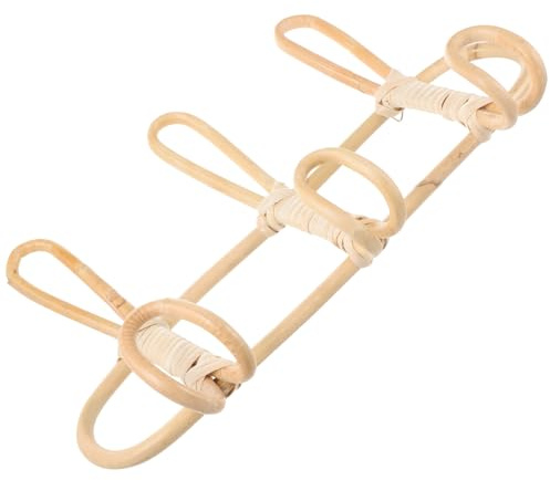 Kichvoe Handgefertigter Rattan Wandhaken mit Geflochtenem Design und Hakenleiste für Wohnzimmer und Flur Naturfarbene Wandhalterung