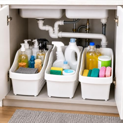 Under Sink Organiser with Wheels, 3er Pull Out Kitchen Cupboard Storage