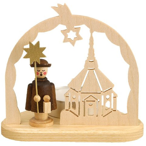 Volkskunstwerkstatt Unger Teelicht Kirchenmotiv mit Kurrende - Original Erzgebirge® #0425