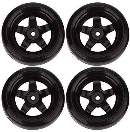 BQLZR 65mm OD Black Plastic 5 Speichenfelgen & Glatte Reifen für RC 1: 10 On-Road Rennwagen & Drift Car Packung mit 4 Stück