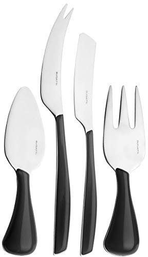 BUGATTI Glamour - Nu Set Coltelli da Formaggio, Acciaio Inossidabile, Nero, 16x26x3 cm