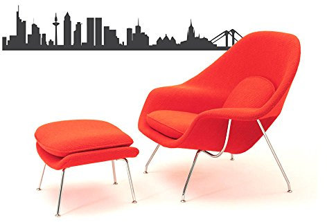44spaces Wandtattoo Frankfurt Skyline Wandsticker Wanddekoration - Moderne Stylische Deko Vorraum Wohnzimmer Schlafzimmer - Vinyl Decal 60cm grau