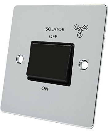 Alliance Electrical FPC3PFANBL 10 A 3-Pole Black Insert Flat Plastic Fan Isolator Rocker Switch - Polished Chrome