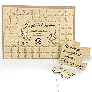 FSSS Ltd Personalised wooden doves wedding guest book jigsaw puzzle (200 pieces)