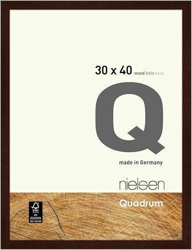 nielsen Bilderrahmen, 30 x 40 cm, Holz, Wengé, Fotorahmen zum Aufhängen im Hoch- & Querformat, Echtglas, Quadrum