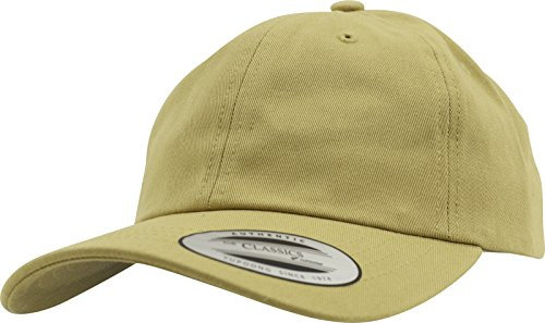 Yupoong Flexfit Low Profile Cotton Twill Unisex Dad Hat Cap für Damen und Herren, 6 Panel Baseball Cap unstructured mit Messingverschluss, curry, One Size