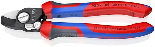 Knipex Coupe-câbles avec ressort d'ouverture brunie, avec gaines bi-matière 165 mm 95 22 165