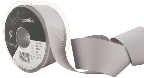 Berisfords 41025 20 m x 40 mm Polyester Grosgrain Ribbon, Grey