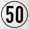 Unbekannt Geschwindigkeitsschild 50 km/h, Hinweisschild für Kraftfahrzeuge (zulässige Höchstgeschwindigkeit), ALU geprägt, Ø 200 mm, zur Anbringung an das Fahrzeug 50 km/h