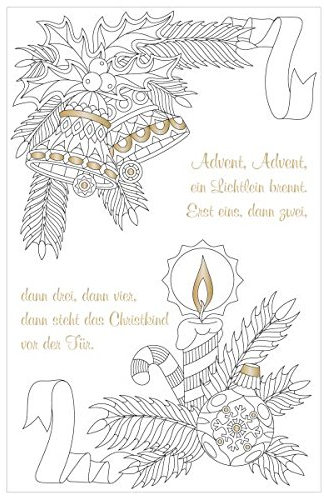 Susy Card 40014050 Weihnachts-Grußkarte 17 x 11 x 0, 1 cm, zum Ausmalen, 1 Stück in Folie, Motiv: Advent