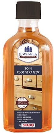 SPADO - St Wandrille - Soin Régénérateur Bois Clair - Nettoie & Rénove les Meubles et Surfaces en Bois - Ravive la Teinte des Meubles Ternis - Fabrication Française - 125 ml