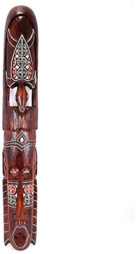 Artisanal Große afrikanische Wandmaske aus Holz, 100 cm, Motiv bunte Schildkröte.