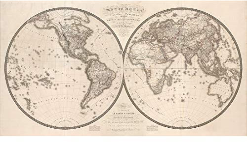 Meishe Art Poster Kunstdrucke Weltkarte Karte der Welt Östliche und westliche Hemisphären Globus Weltweit Atlas Club Büro Startseite Alte Plakatdruck Jahrgang Plakate Drucken Wand Dekor