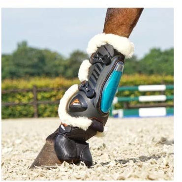 EQUICK Gamasche eShock Overreach Fluffy Fell No Kill Kunstfell, Größe L, Farbe Black