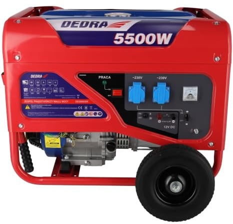 Benzin-Stromerzeuger, Generator DEDRA, Leistung 5500 W, 4-Takt-Benzingenerator, 389 cm³, AVR, 230 V/12 V, manueller Start, Kupferwicklung, Überlastschutz