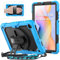 SEYMAC Funda para Samsung Galaxy Tab S6 Lite 10,4 2024/2022/2020, con Protector de Pantalla, Funda Robusta con Correa de Mano Giratoria de 360 ​​Grados y Correa para el Hombro, Azul Claro