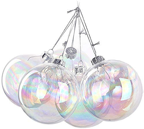 Anjing Weihnachtskugeln 5 Stück aus Glas transparent, schillernd, befüllbar, Christbaumkugeln Durchsichtige