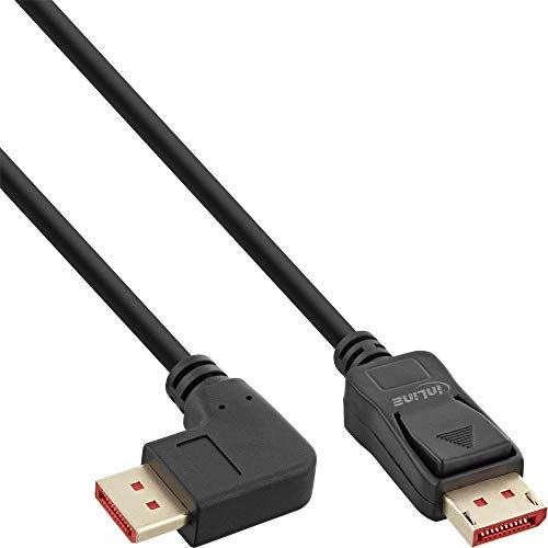 InLine® Câble DisplayPort 1.4 8K4K coudé à droite Noir/doré 1 m