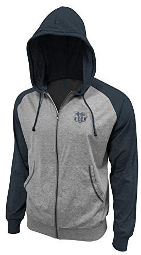 Icon Sports Zip Integrale FC Barcelona-Felpa Leggera con Cappuccio e Cerniera Intera, Marina Militare, M Uomo