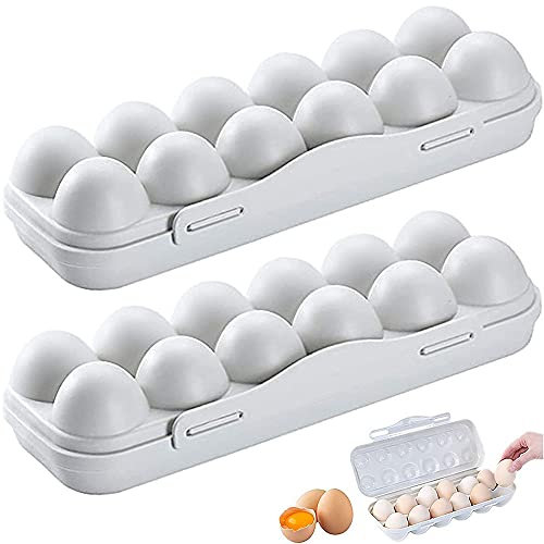 2 Pièces Boîte de Stockage d'Oeufs, Boîte à Oeufs Avec Couvercle, Boîte de Rangement d'Oeufs en Plastique, Organisateur de Stockage d'Œufs Avec Couvercle Réutilisable, pour Cuisine, Restaurant (Gris)