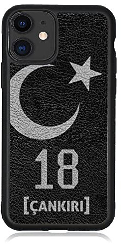aina Kompatibel mit iPhone 12 Pro Hülle Leder Case Schwarz Türkei Flagge 18 Cankiri Lederhülle Cover Türkiye Handyhülle