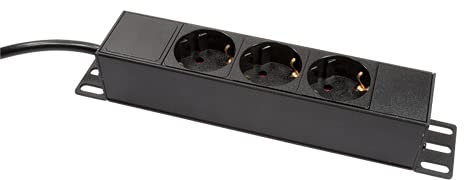 Faconet 10 Zoll Profi Steckdosenleiste 3 Fach Schuko CEE7/7 Stromleiste ohne An-Ausschalter 10 Zoll Rack Schrank Profilrahmen Montage
