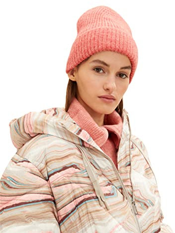 TOM TAILOR Denim Damen Beanie Mütze 1033066, 30562 - Peach Pink Melange, ONESIZE