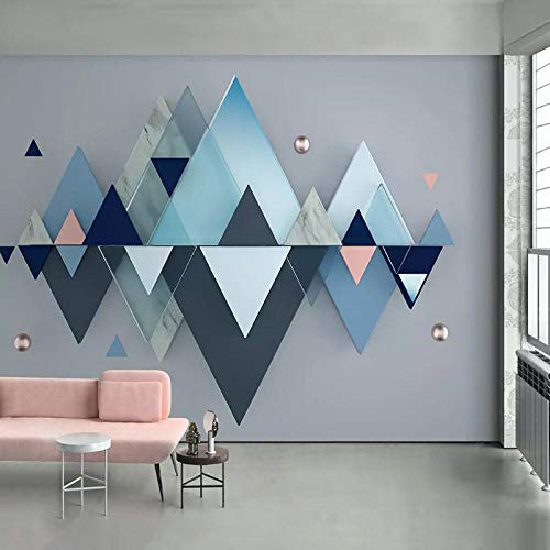 SIBUHUAU Papier peint 3D bleu motif géométrique fond TV papier peint mural salon moderne chambre décoration d'intérieur grande peinture murale