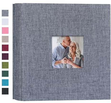 Mublalbum Kleines Fotoalbum, 10 x 15 cm, 200 Fotos, Leineneinband, Bilderbuch mit horizontalen Taschen, für Hochzeit, Familie, Jahrestag und Baby, Grau
