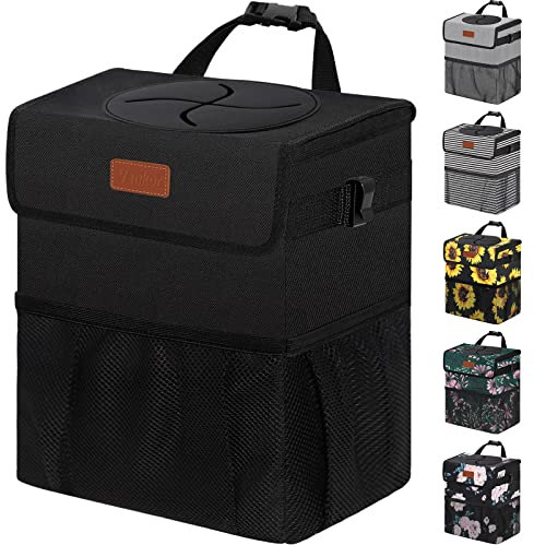 Vankor Bote de basura para automóvil, lindo cubo de basura para coche, impermeable, a prueba de fugas, color negro