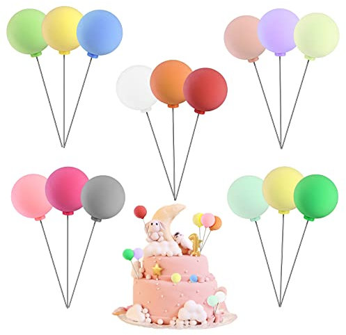30 PCS Balloon Cake Topper, Personalized Mini Balloon Cake Topper Cupcake Sticks Colorful Balloon Cake Picks Ball Shape Cake Insert Topper Wedding Birthday Party Cake Decoration By MYCreator