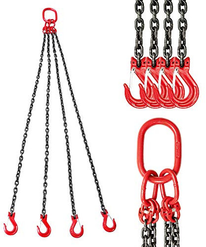 NeNchengLi 4 Strang Gehänge, G80 Verschleißfest Krankette Anschlagkette,Kette 0.8cm,Tragfähigkeit 5T,Länge 1,5m Kettengehänge