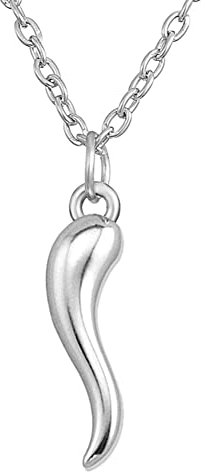 Amaxer Italienischer Horn Anhänger Halskette Cornicello Glücksbringer Halskette für Männer Frauen (Silber)