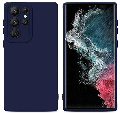 Cadorabo Hülle kompatibel mit Samsung Galaxy S22 Ultra Schutzhülle TPU Silikon Case Liquid Design mit Kameraschutz Slim Kratzfest Weiche Gummi mit Rundumschutz Case Hülle für Galaxy S22 Ultra in Blau