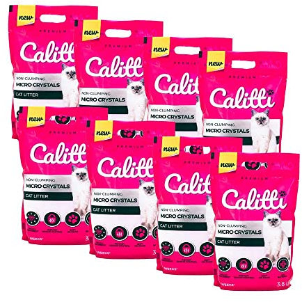 KAHU by CALITTI Micro Silikat Katzenstreu • Premium Crystals Silikatstreu • Saugstark Kiselgel • Katzensand • Staubfrei • Klumpfrei • 8er Pack (30,4L) • Feinheit: Micro Crystals