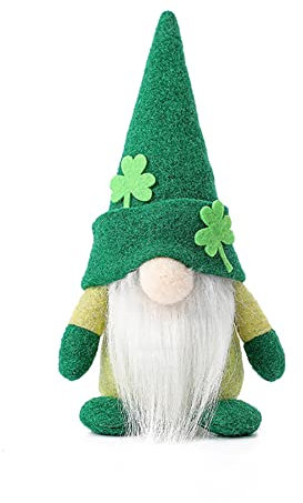 LICHENGTAI St. Patricks Day Dekorationen Grün Plüsch Wichtel gesichtslose Puppe Dekoration Irisch Festival Glücksbringer Hängende Ornamente Abzeichen Handgefertigt Schwedischer Tomte Kobold