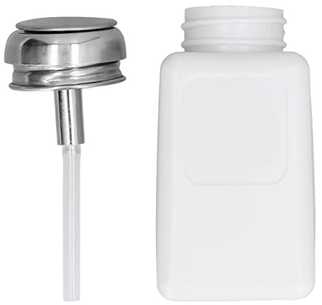 200 Ml Pressetyp Lösungsmittel Lösungsmittelverteiler Lösungsmittelspender Spender ESD-sichere Antistatische Quadratische Flasche mit Edelstahldeckel (Weiß)