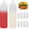 GOYADA 10 Pcs Bouteille à Sauce Plastique, Bouteilles Condiments 500 ML/16 oz avec Échelle, Flacon Plastique à Sauce avec Bouchon, Squeeze Bottle pour Sauce, Moutarde, Presser et sans BPA