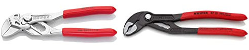 Knipex Mini pliers wrench pliers and a wrench in a single tool chrome-plated & Cobra® High-Tech Water Pump Pliers grey atramentized