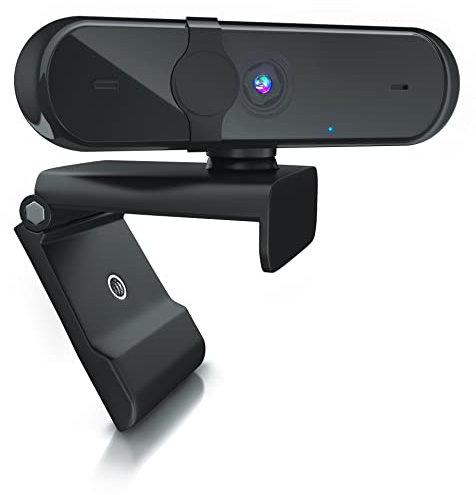 CSL - Webcam, Full-HD 1080p 30 FPS, Objektivabdeckung & Dual Mikrofon, Klarer Stereo-Sound, Belichtungskorrektur, USB-Anschluss, Plug & Play, für Videoanrufe, Skype, Teams, Zoom - Schwarz