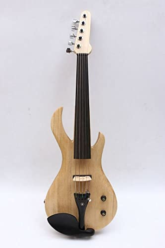 Violino elettrico a 5 corde Violino 4/4 a forma di chitarra elettrica full size Parti di violino in ebano con corpo in legno massello Arco per custodia per violino gratuito
