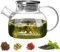 Nutabevr 1L Théière en Verre Borosilicate avec Bobine de Filtre en Acier Inoxydable Amovible, Théière en Verre résistant à la Chaleur, théière sur cuisinière, pour Le thé Feuilles ou Les Fleurs thé