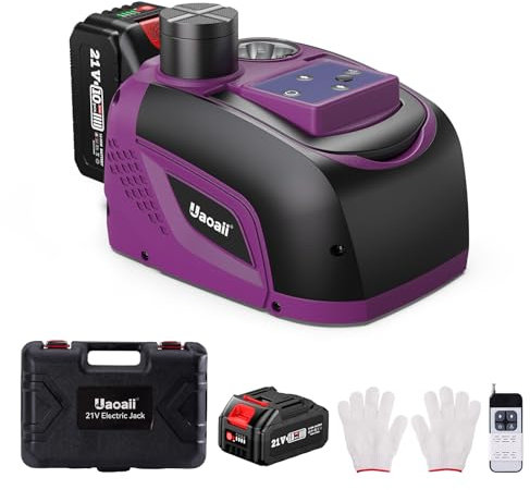 Uaoaii Elektrischer Wagenheber Akku, 21V 4.0AH Batterie und LED Licht (Hebebereich: 15-45 cm), 5T 3T 2T Wagenheber hydraulischer Satz für Auto SUV Limousine MPV Reifenwechsel Garage Reparatur