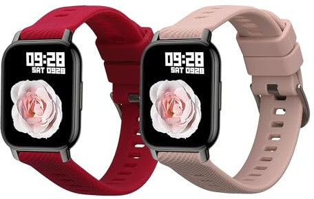 kwmobile Pulsera compatible con Popglory P66 22mm correa - 2x Correas de silicona flexible - Tamaño ajustable