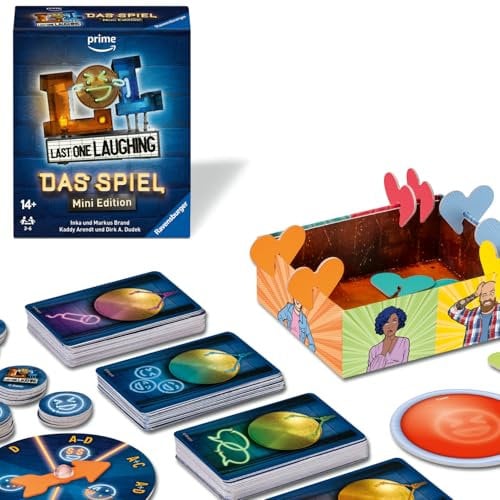 Ravensburger 24592 - Last One Laughing Das Spiel: Mini Edition - Das Partyspiel zur beliebten Comedy-Show für 3-6 Spieler ab 14 Jahren
