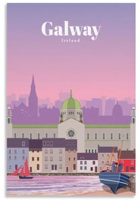 Jdheeh Poster auf Leinwand, Vintage-Reise, Galway, Irland, Wanddekoration, Poster, 20 x 30 cm