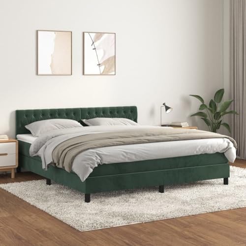 Willood Boxspringbett mit Matratze Dunkelgrün 180x200 cm SamtKnopfheftung Design