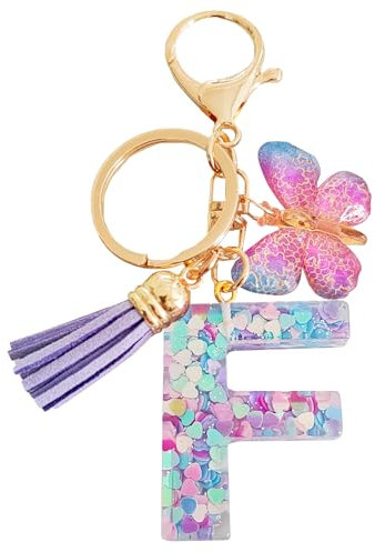 LECTNORE Personalisierter Schlüsselanhänger für Damen - Süßer Taschen-Schlüsselring-F