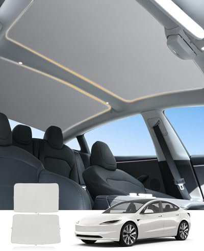 LFOTPP Sonnenblende für Tesla Model 3 Highland Sonnenschutz Sonnendach Vorne & Hinten Dach Rollbares Schiebedach Fenster Sonnenschirm Schatten für Model 3 2024 2025 Zubehör